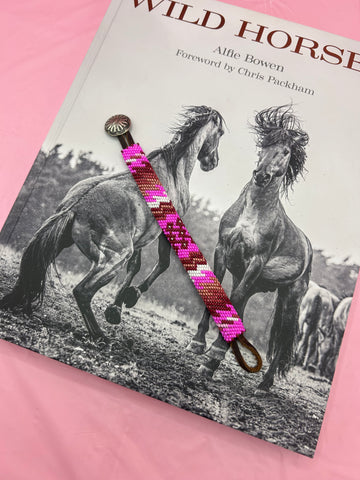 “Pink Mustang” Beaded Bracelet