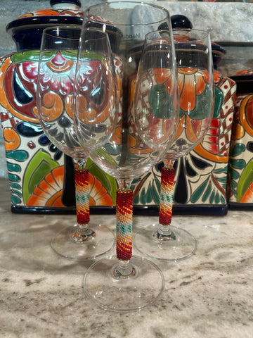 “Desperado” Beaded Wine Glass