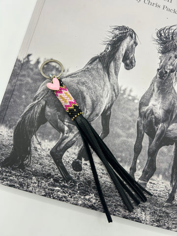“Pink Pony 2” Beaded Keychain