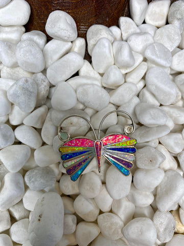 Howard Sheladewa Multicolor Fabricated Opal Pin/Pendent  1.75”x1.25”