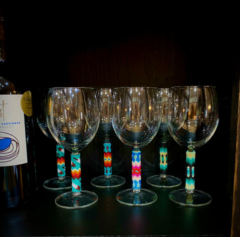 “Custom” Beaded Wine (1) Glass