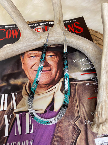 “Turquoise B&W” Beaded Choker